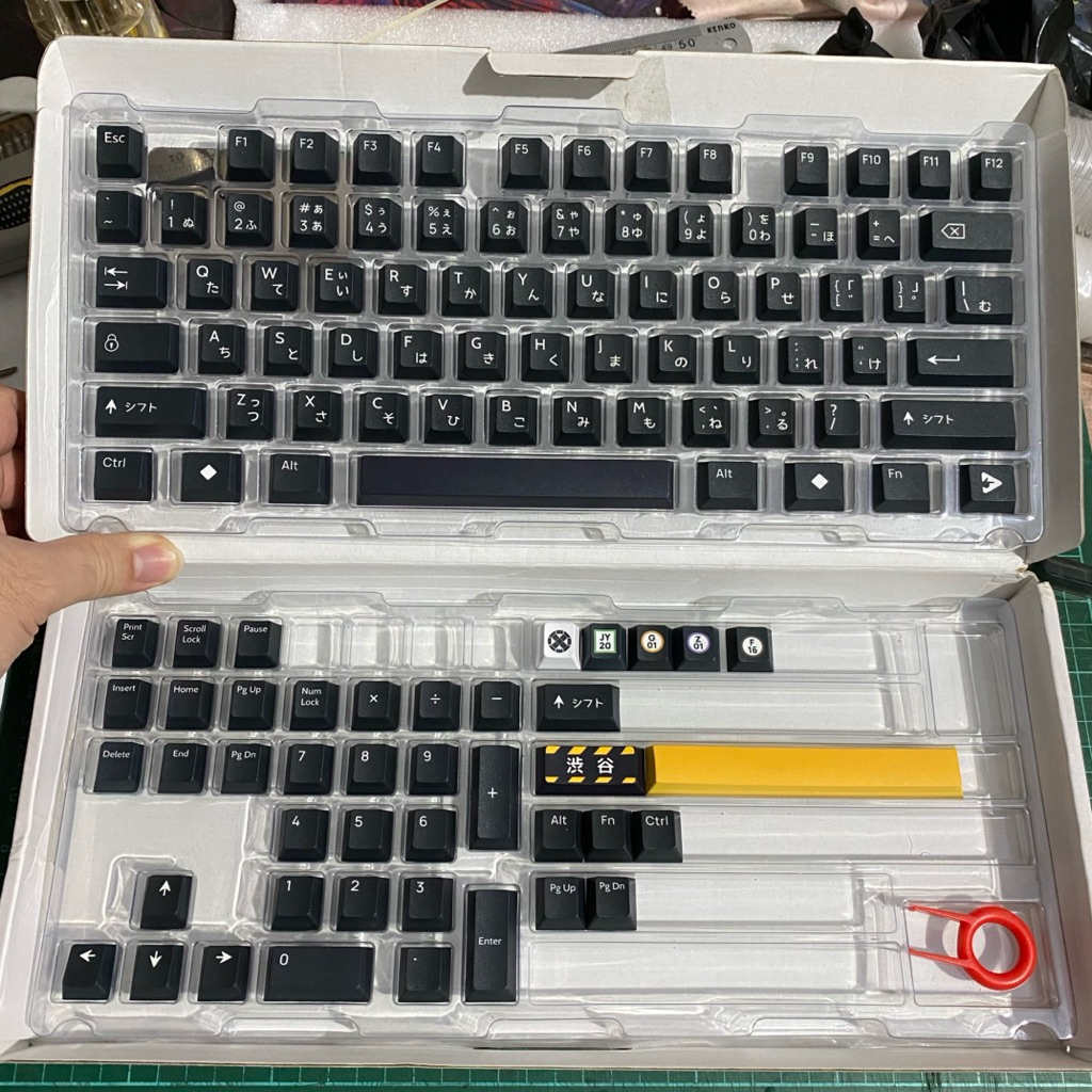 keycaps shibuya japanese black white press play oem profile keycap mechanical keyboard