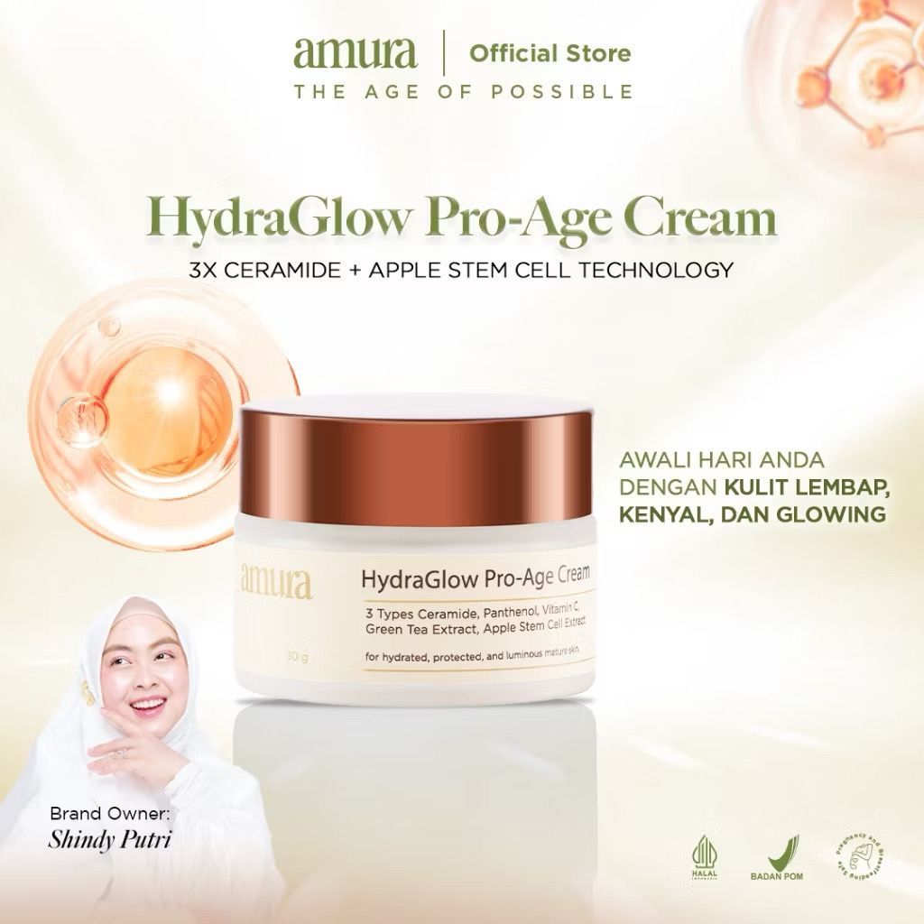 Amura HydraGlow Pro-Age Day Cream 30g | 3X Ceramide Memperkuat Skin Barrier Melembapkan Wajah