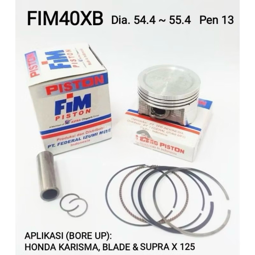 PISTON KIT RACING FIM40XB ( PIN 13 ) BORE UP KARISMA SUPRA X 125 BLADE 125 | OS 200 54.4 | OS 250 54