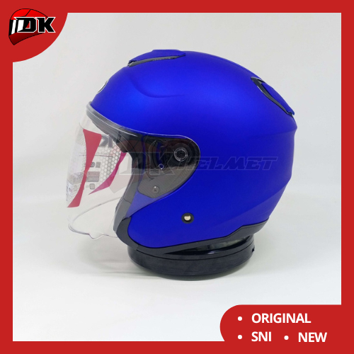 Helm Half Face KYT Kyoto R Solid Metalized Flat Blue Biru Tua Polos Original Murah