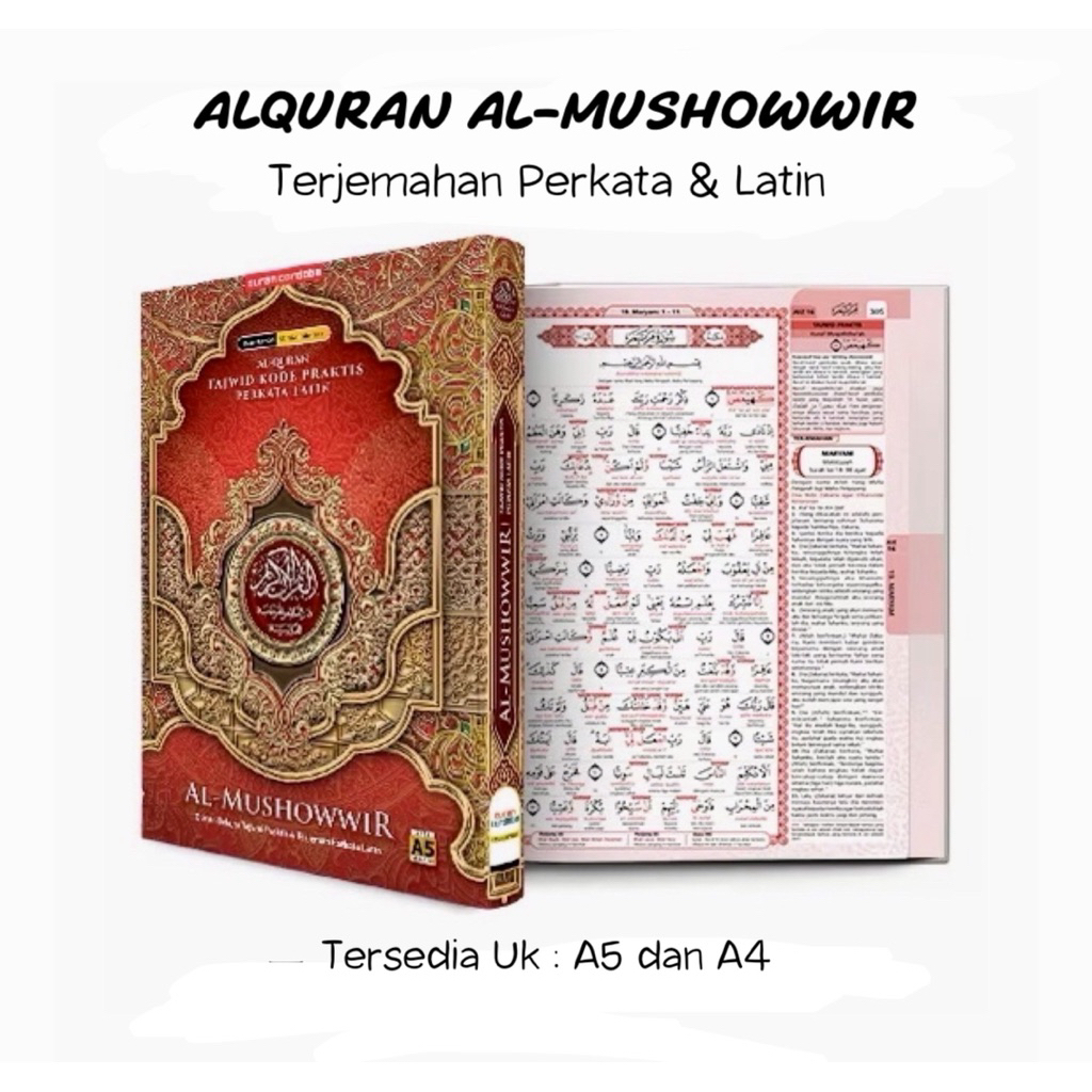 Alquran AL MUSHOWWIR Kode Tajwid dan Terjemahan Perkata Latin Uk A4 dan A5