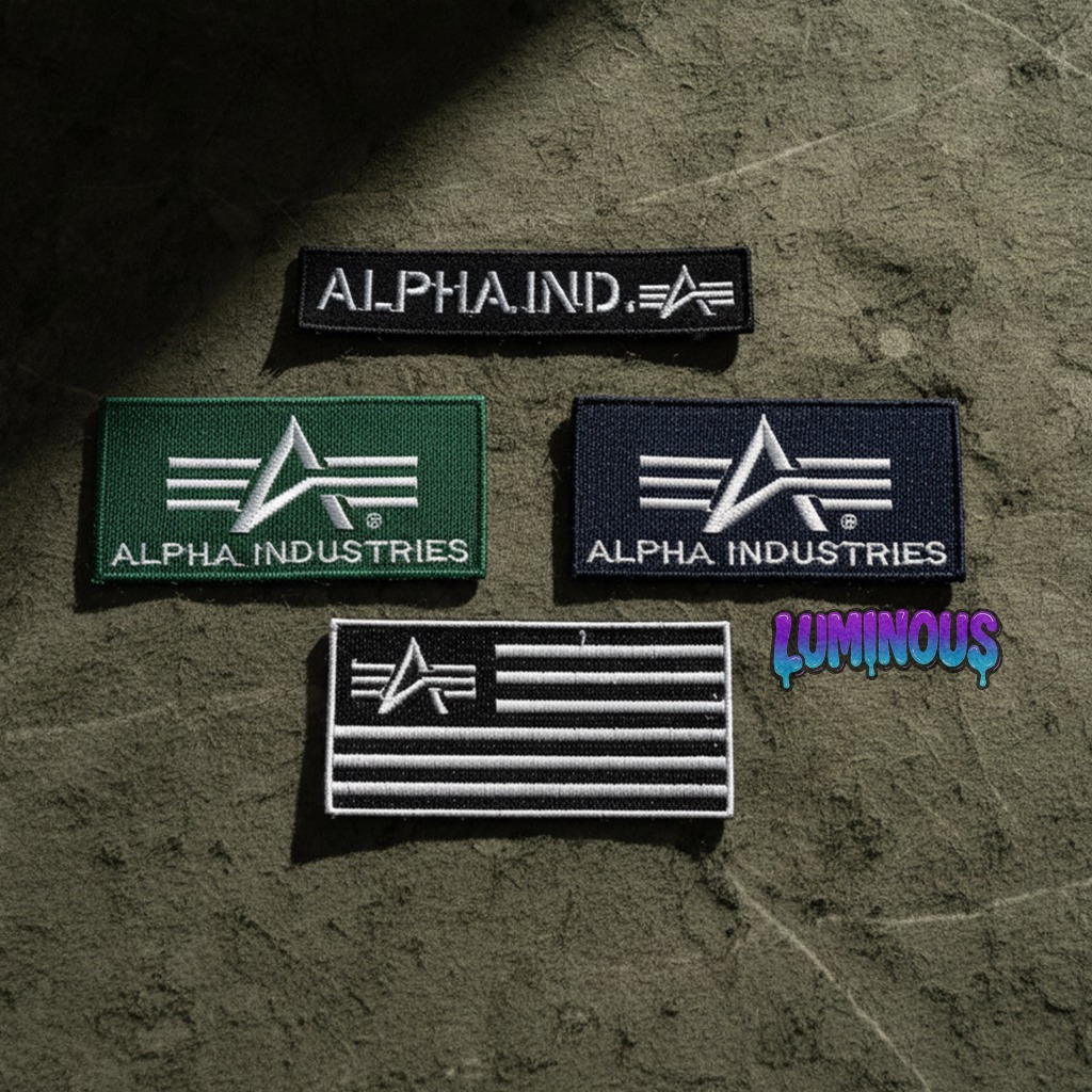 Emblem bordir patch bordir Alpha industries patch bordir tempelan jahit aplikasi jaket tas celana da
