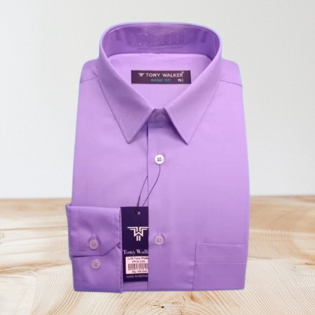 Kemeja Formal Tony Walker Ungu Lavender / Ungu Muda Polos Lengan Panjang