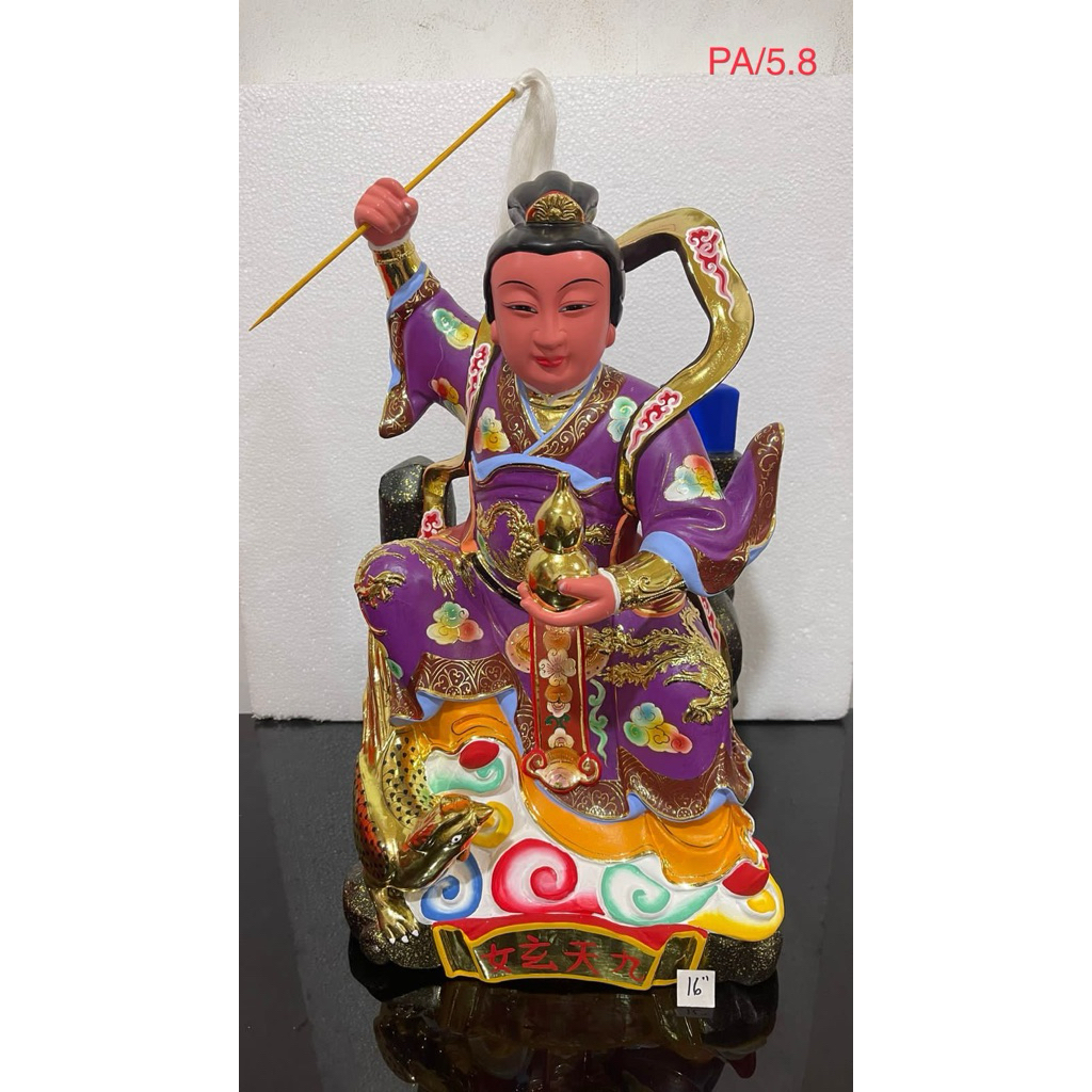 patung Dewi Jiu tian xuan ni - kiu tian 16in bahan kayu