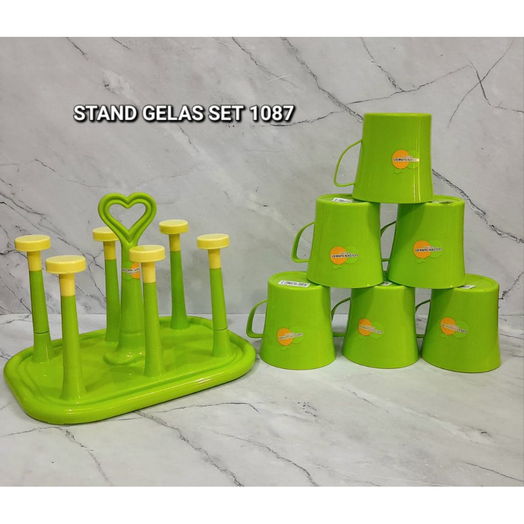 GOLDEN SUNKIST STAND GLASS SET GELAS 6 PCS