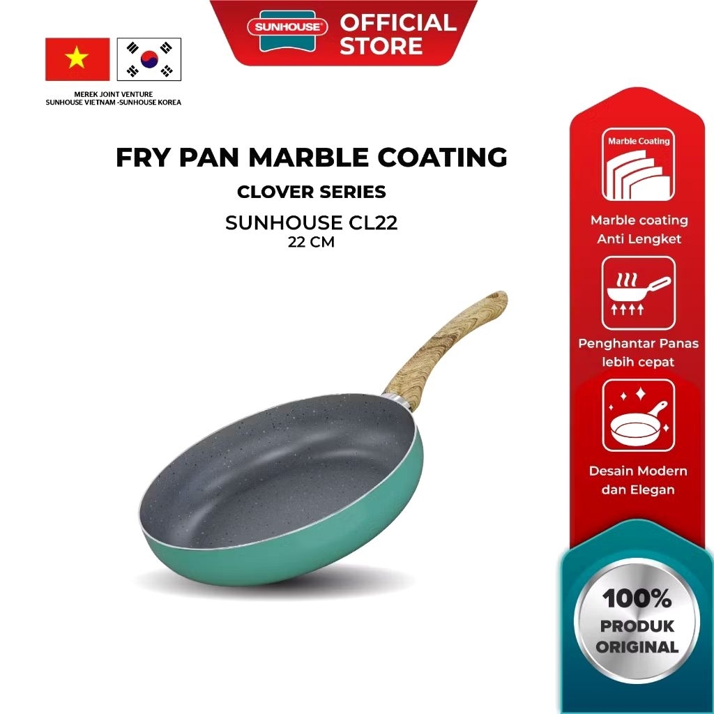 Sunhouse Clover Marble Fry Pan 22cm