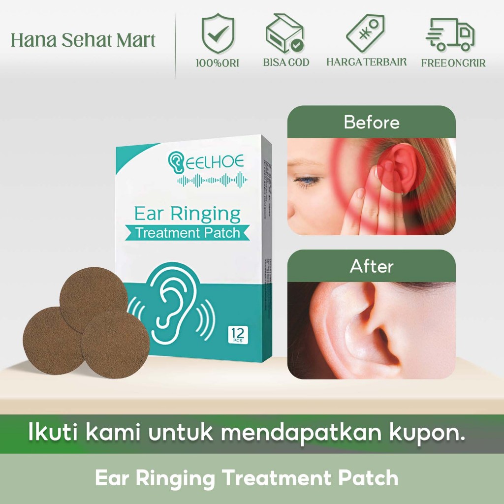 EELHOE Ear Ringing Treatment Patch 12pcs Koyo Titik Akupuntur Tinitus Meredakan Ketidaknyamanan Teli