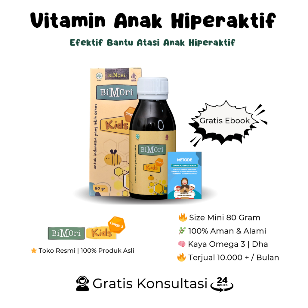 Bimori Kids Obat Hiperaktif Anak Tantrum Nutrisi Otak Daya Ingat Terlambat Bicara Nafsu Makan 60ml