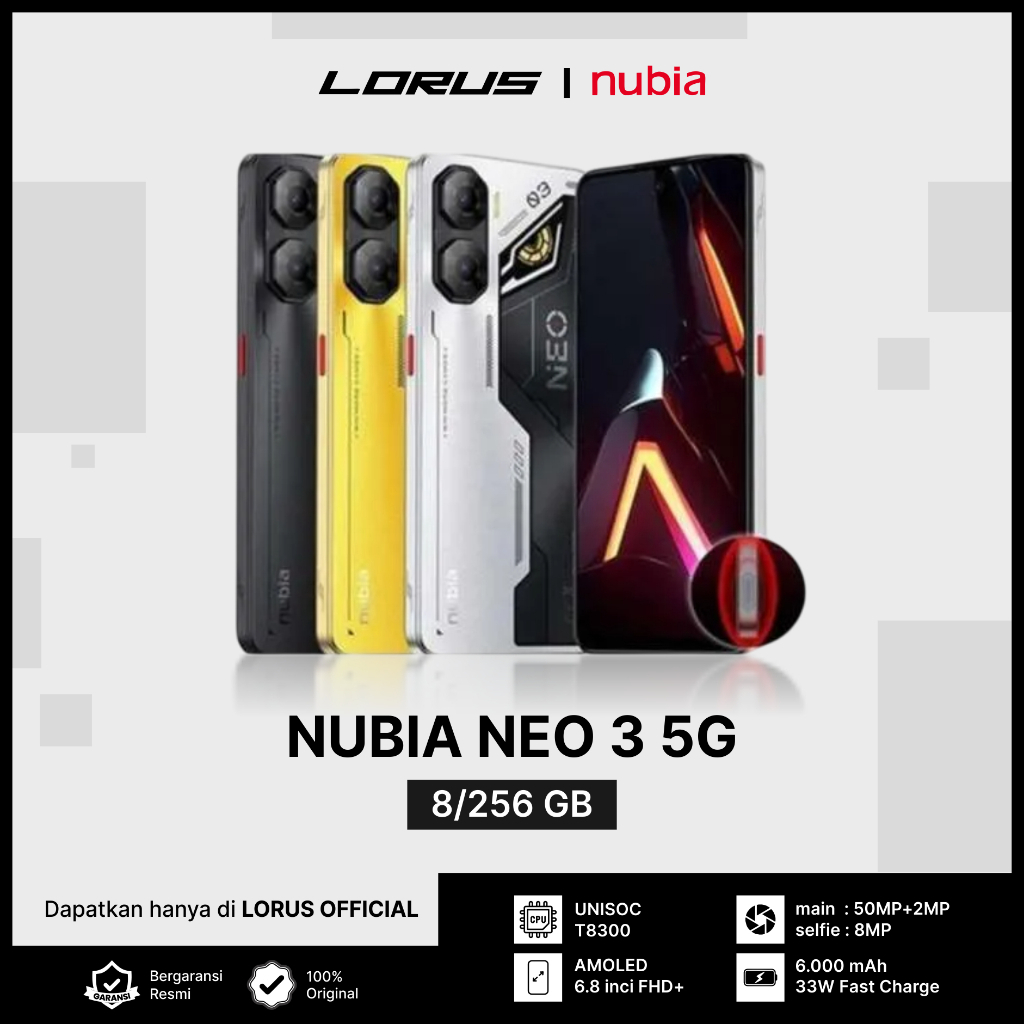 NUubia NEO 3 8/256GB 5G l Unisoc T8300 l Pengisian cepat 33W