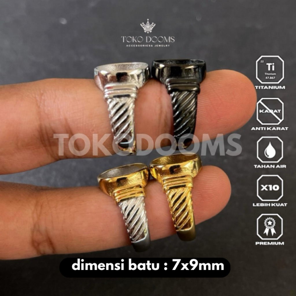 ring emban polos spiral [TITANIUM] 7x9 super minimalis elegan istimewa