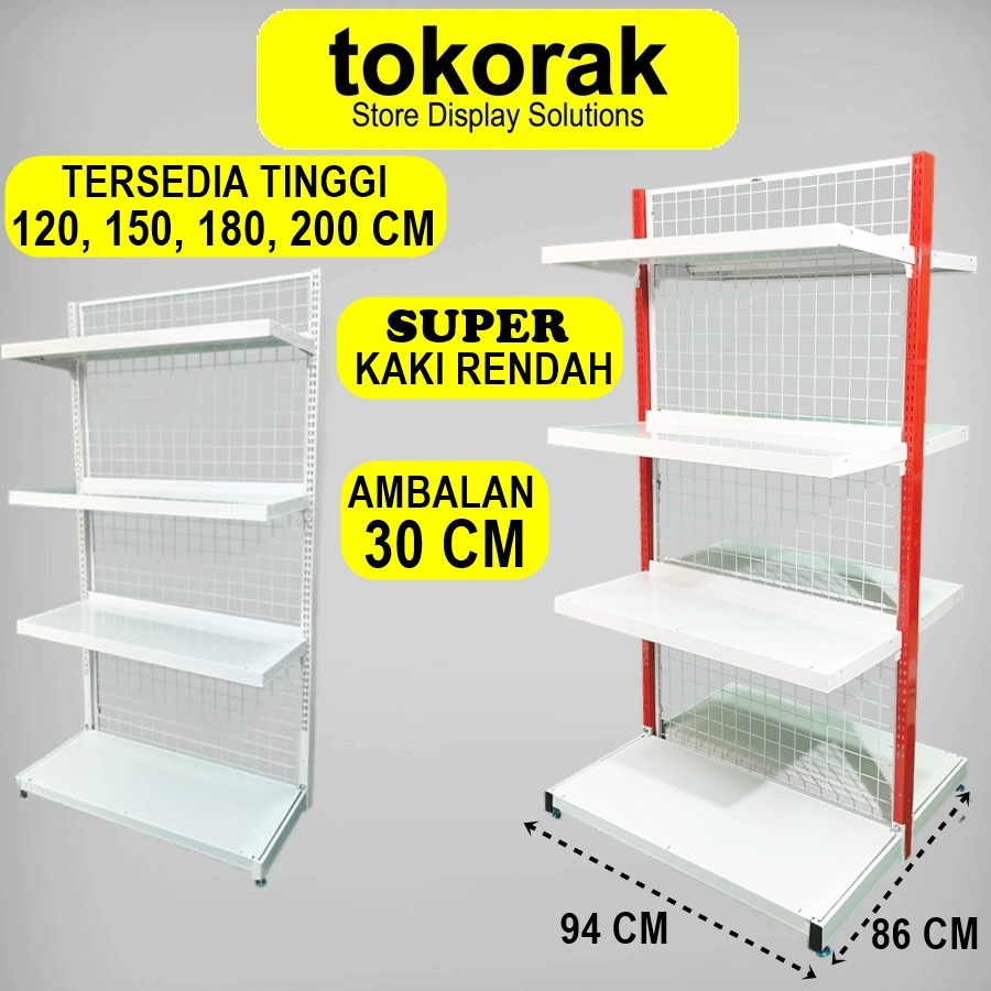 RAK GONDOLA MINIMARKET SUPERMARKET KR 40 / 30 CM SINGLE DOUBLE ISLAND AMBALAN SHELVING RAK SUPERMARK