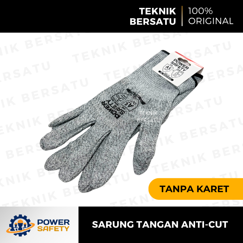 POWER SAFETY Sarung Tangan Anti Cut Tanpa Karet A5 Cut 10 Inch | Cut Resistant Safety Gloves
