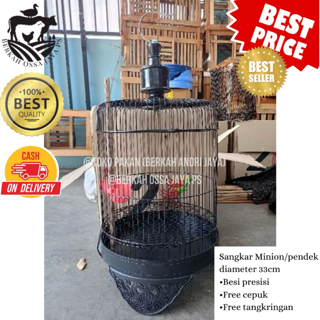 Sangkar Besi Cebol Pendek Minion untuk burung perkutut dan burung kecil diameter 33cm
