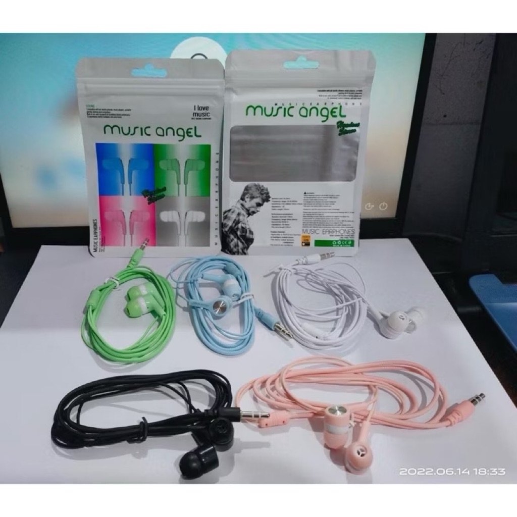 (GROSIRAN) Handsfree Musik Angel Macaron Universal Colokan 3.5mm (Non Mic)