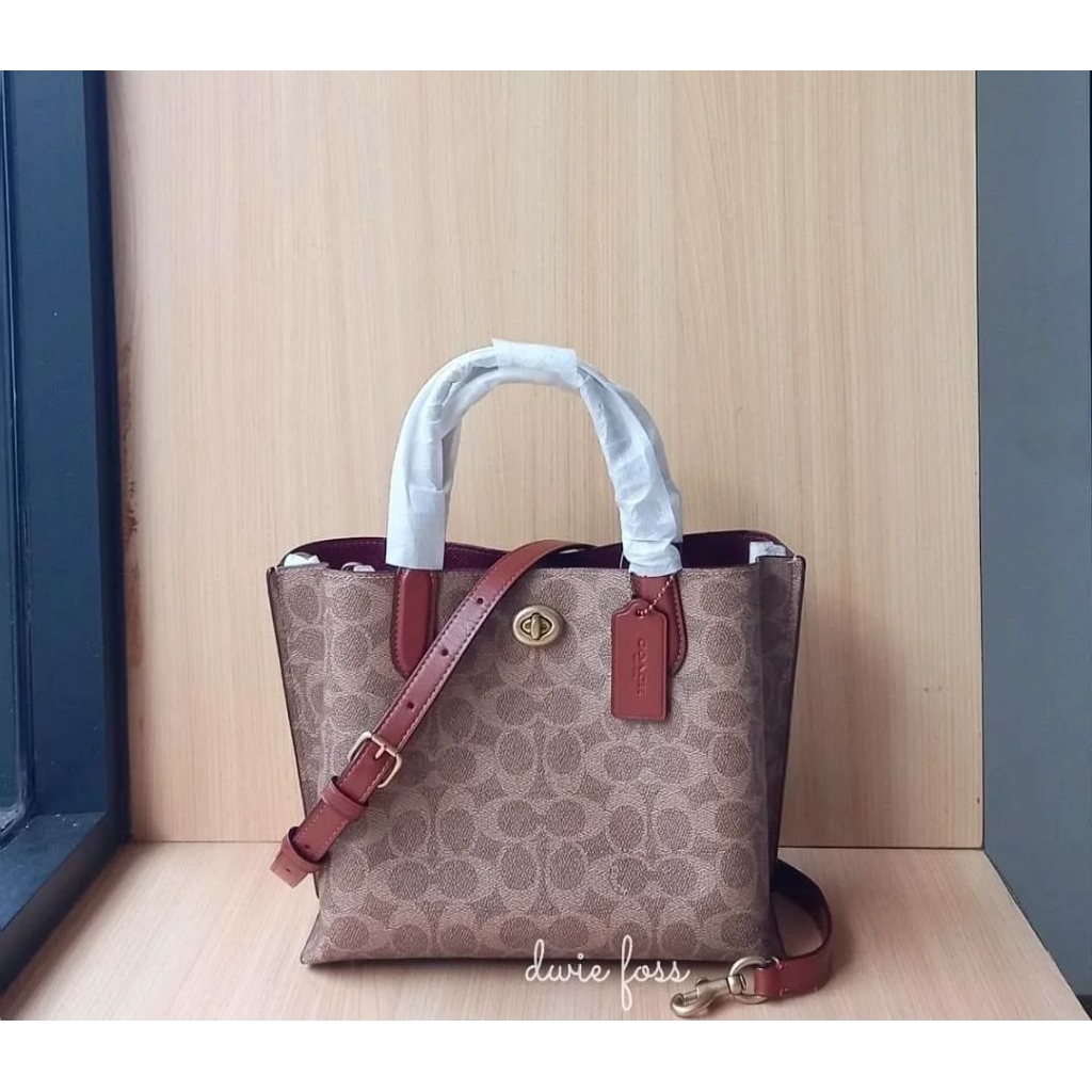 Tas Coach Willow Tote 24 Sign Tan Rust Original