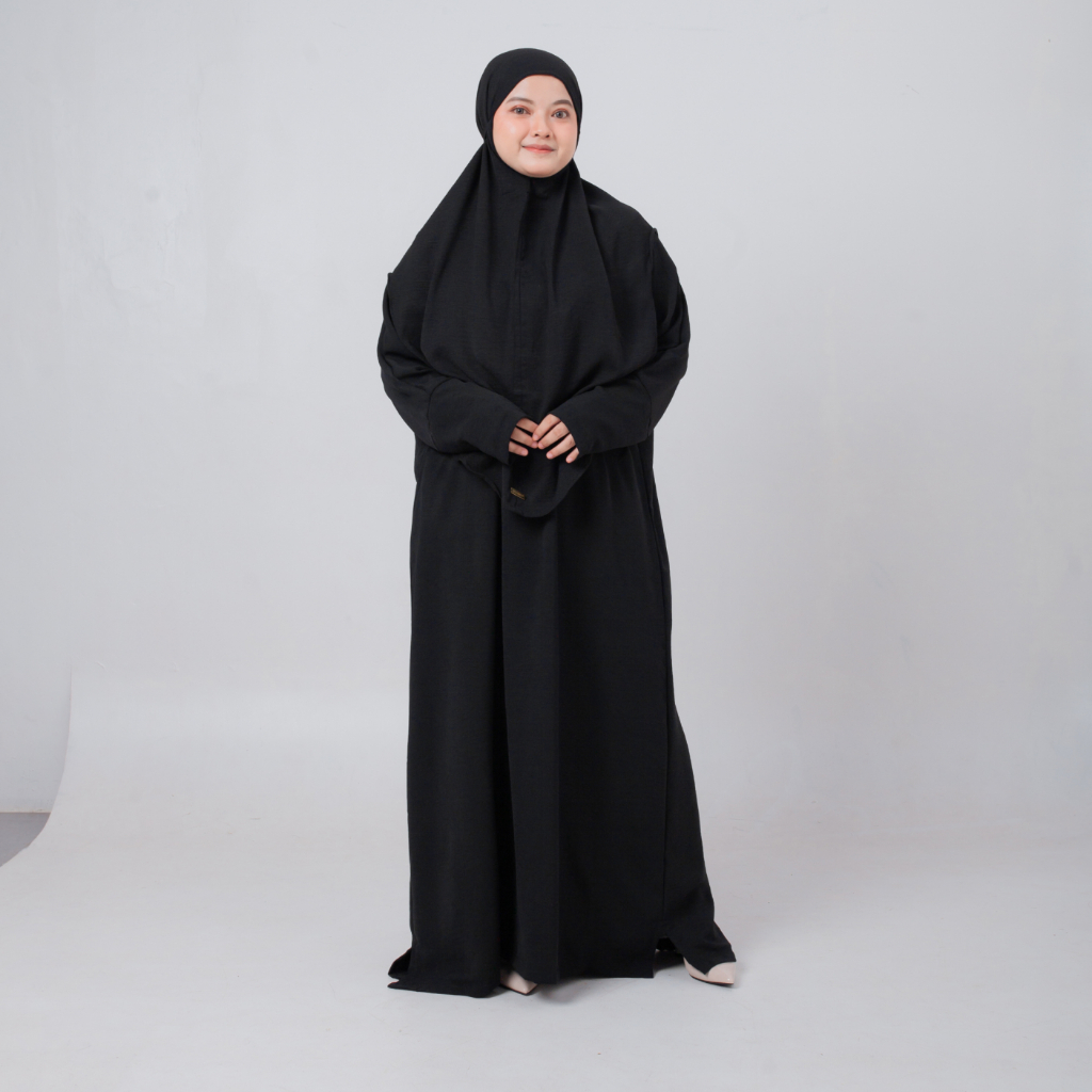 ASFARA - Abaya Najwa Syari Set ( Hitam ) Gamis Syar'i / Gamis Abaya Set Hijab