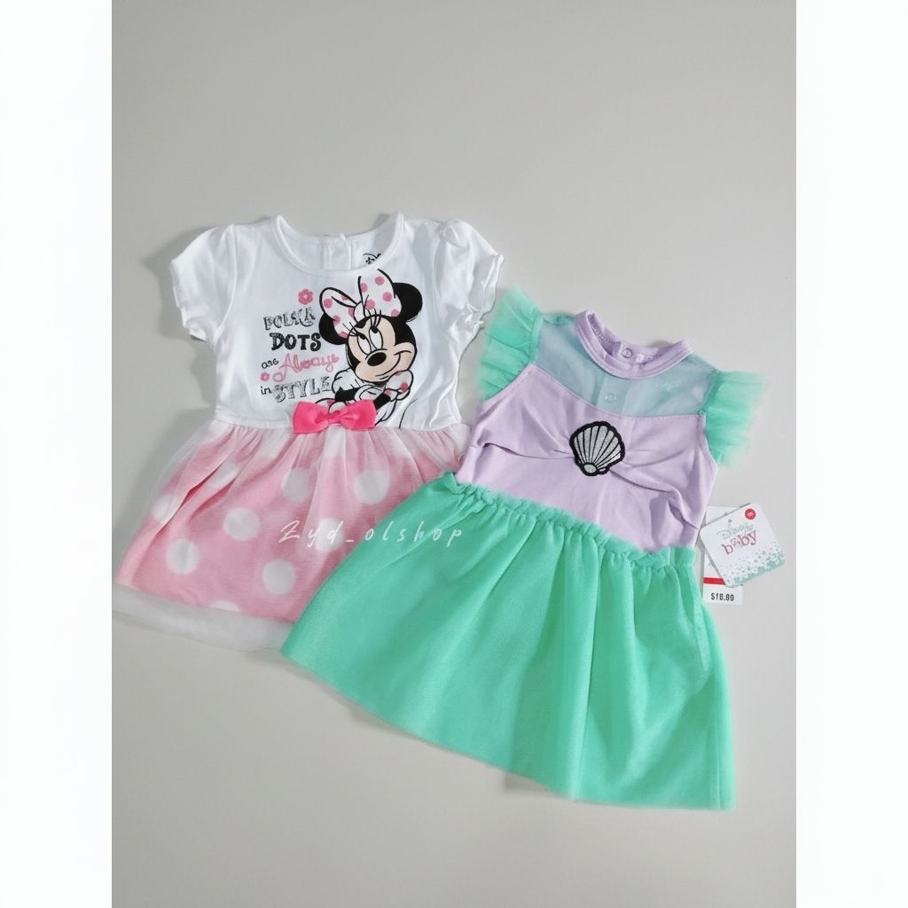 Dress tile Disney Baby bayi perempuan | Mini Dress Minnie & Mermaid bayi perempuan