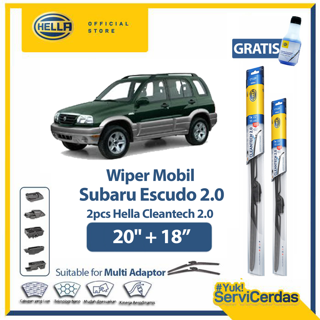 Wiper Mobil SUZUKI Escudo 2.0 20” + 18” (2pcs) - HELLA Cleantech 2.0
