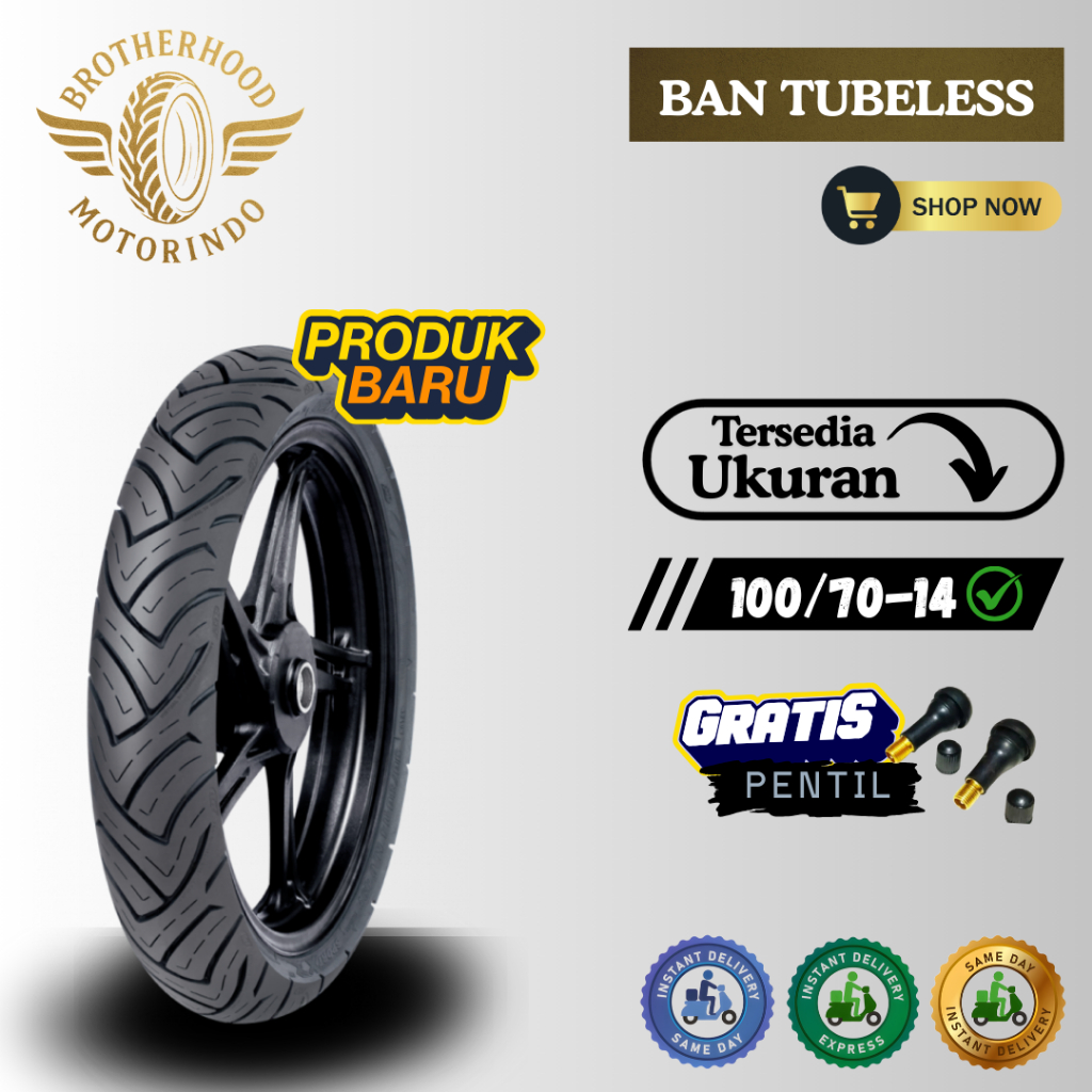 BAN FDR XR EVO 100/70-14 TUBBELES / BAN XR EVO TUBLES / BAN MOTOR RING 14 / BAN FDR RING 14 / MOTOR 