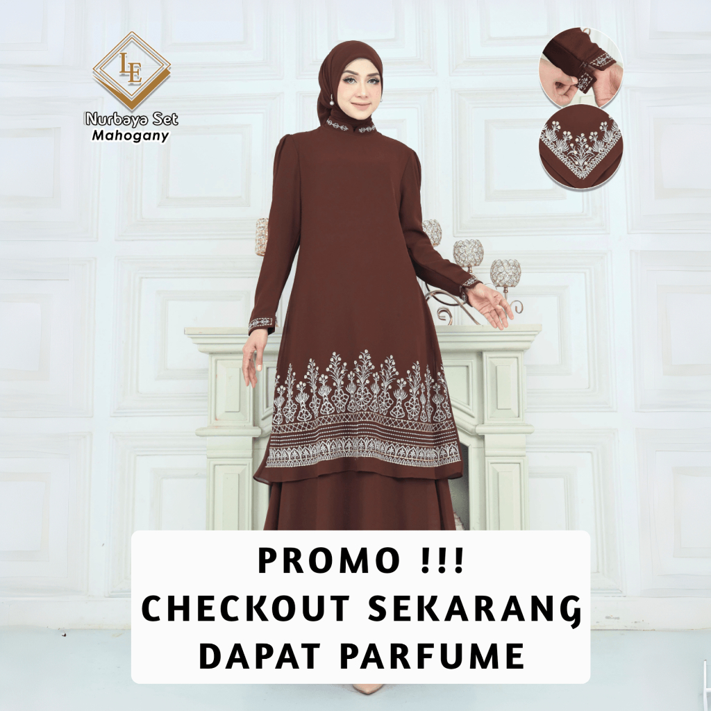 Gamis Kurung Melayu Nurbaya set Hijab Bordir Baju Kurung Malaysia Gamis Kondangan Gamis Pesta