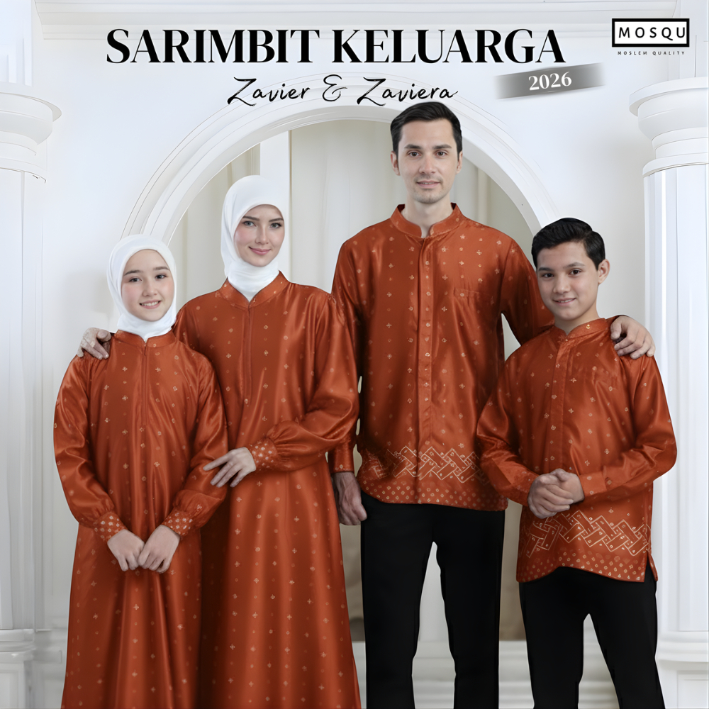 Baju Lebaran 2026 Couple Keluarga Mewah Zavier-Zaviera Motif Silk Printing Exclusive - Teracotta