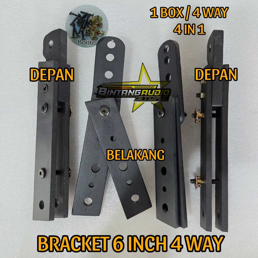 Bracket Gantung LINE ARRAY Model VERA 4WAY Ukuran Box Speaker 6inch 4in1 / Breket 6 inch 4x1 Berkual