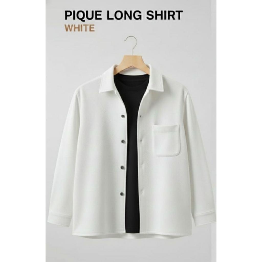 Ramsey. Co-Kemeja Pria Dewasa Warna Putih-Pique Premium Lengan Panjang – Bahan Adem Tidak terawang C