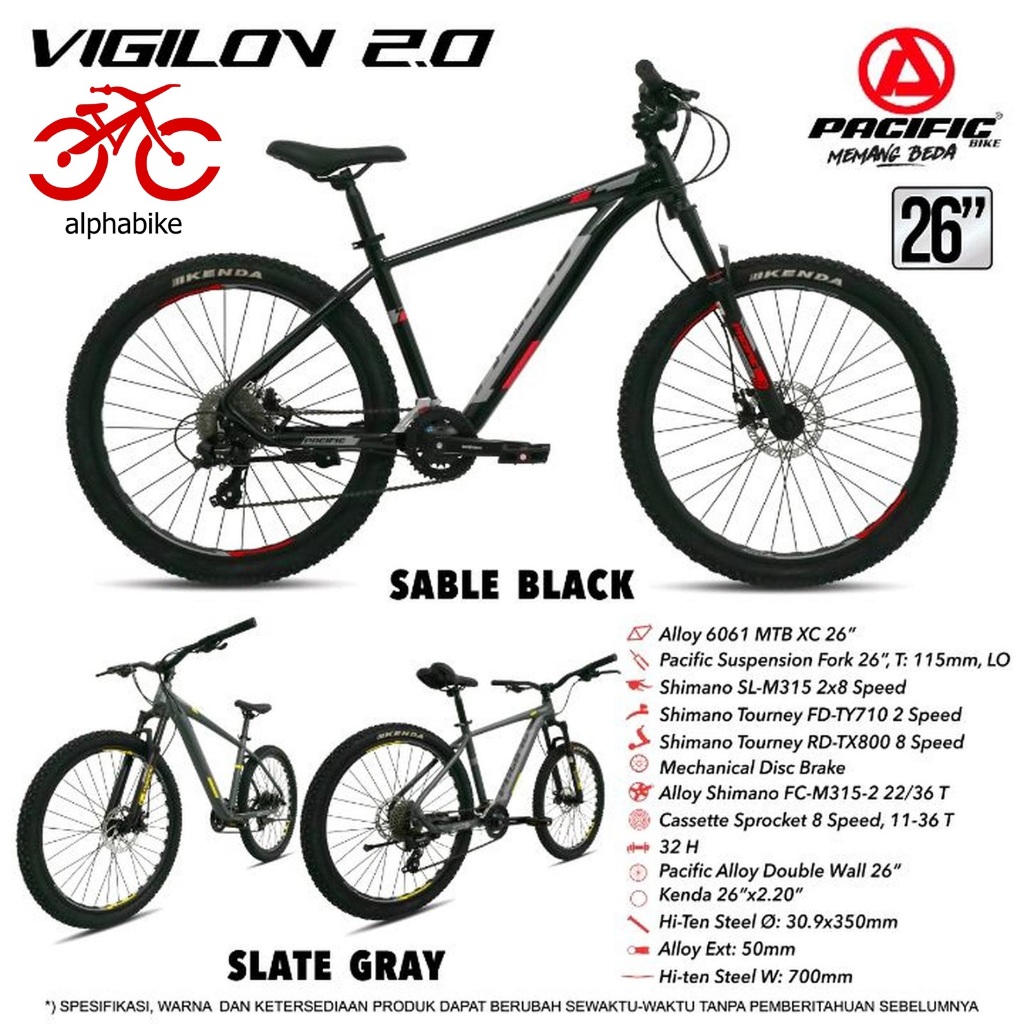 SEPEDA GUNUNG 26 PACIFIC MTB VIGILON 2.0 TERBARU