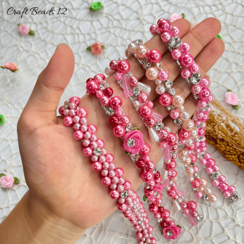 Payet Rangkai Mutiara Pink Series / Payet Mutiara / Payet Leher / Payet Dada / Payet Pinggang