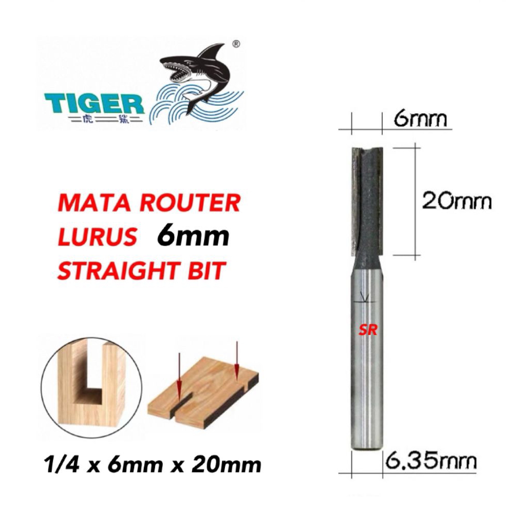 Mata Router/ Profil Lurus 6 mm/ Straight Bits TIGER