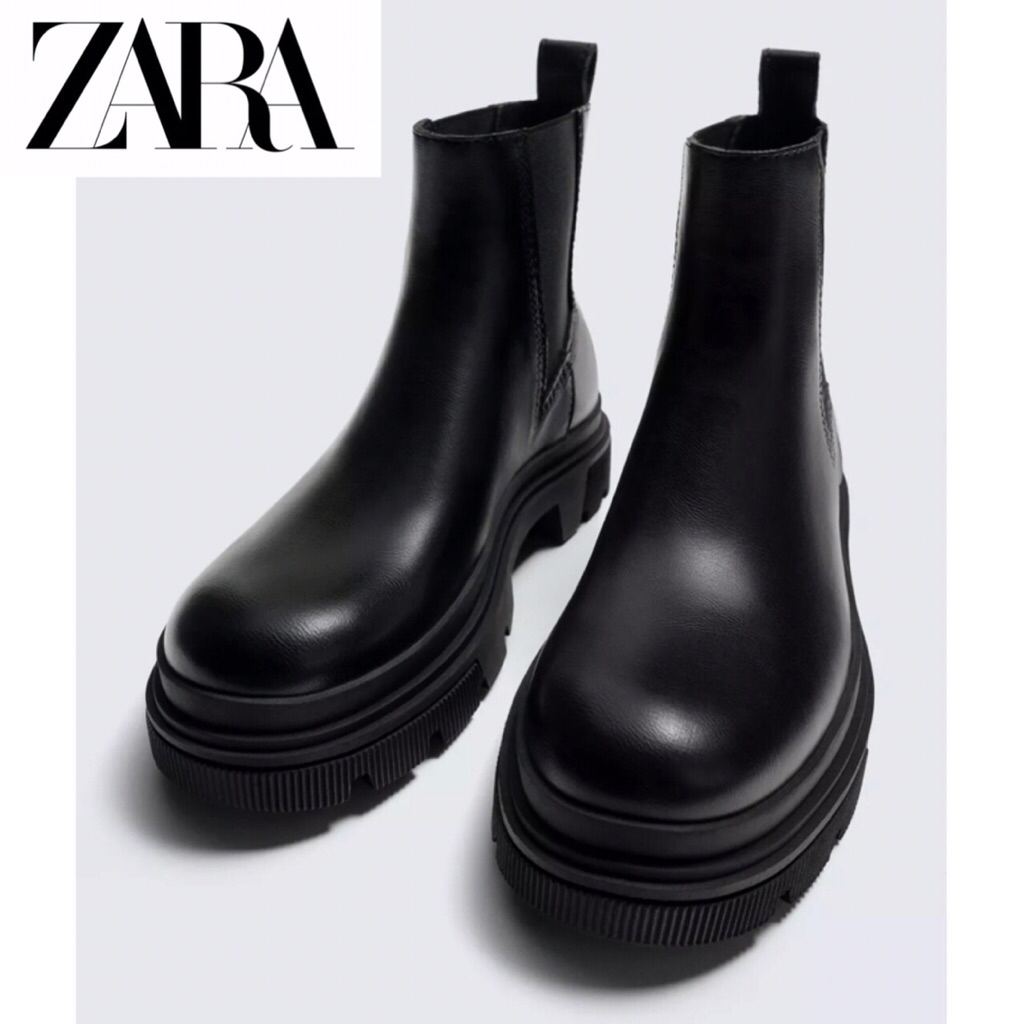 ZARA Men Shoes Chunky Chelsea Boots Sepatu Pria Black