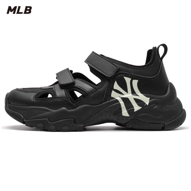 100% BNIB Sepatu Sandal olahraga tebal pria Wanita MLB Big Ball Chunky New York Yankees hitam origin
