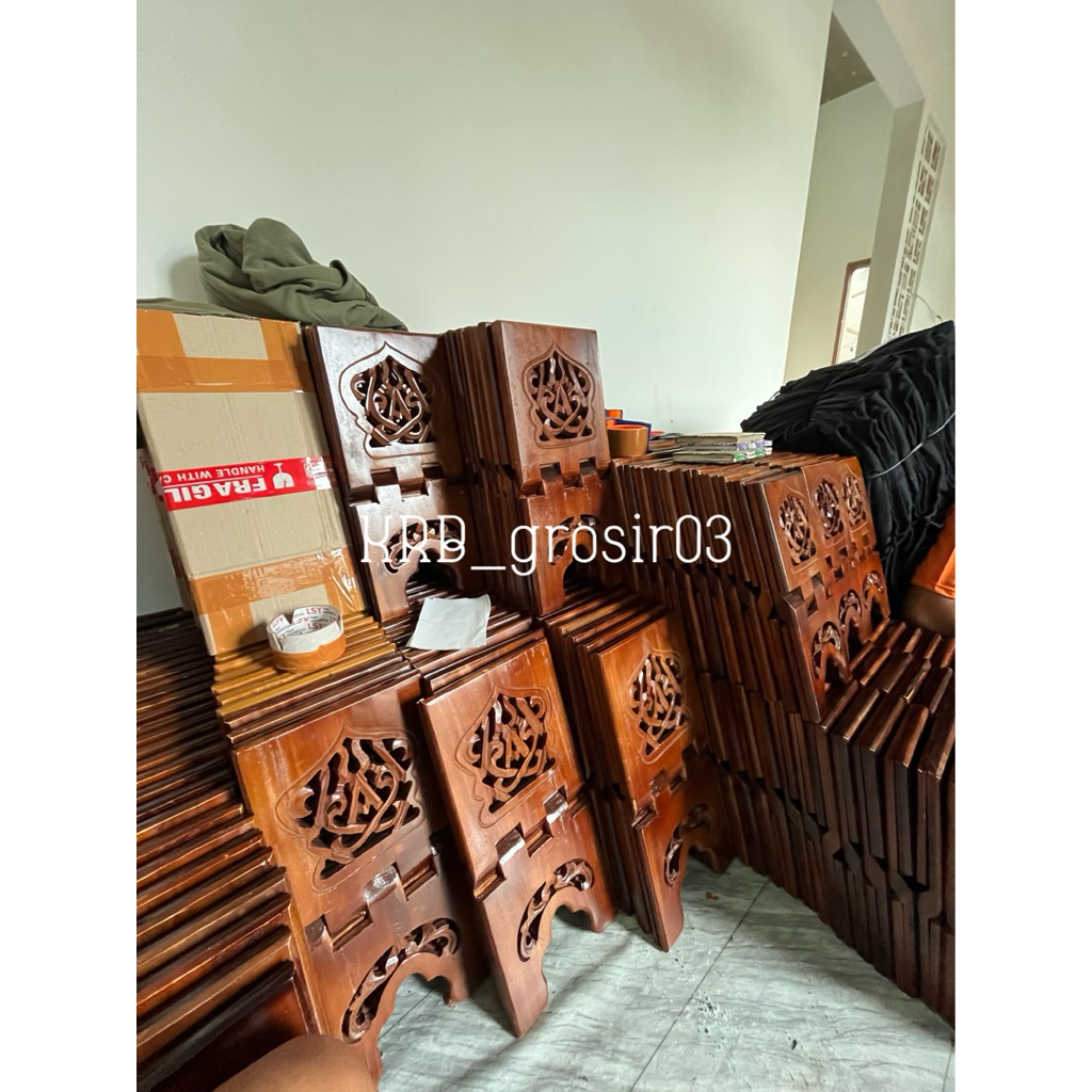Meja Lipat Al Quran/Rekal Al Quran/Tempat Baca Al Quran/Rekal Kayu Jati/ Dudukan Al Quran/ Rekal Mot