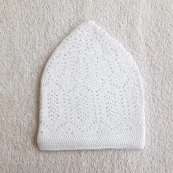 Kopyah Rajut Mercan Asli Turki - PeciHaji Umroh Mercan Original Turki - PUTIH