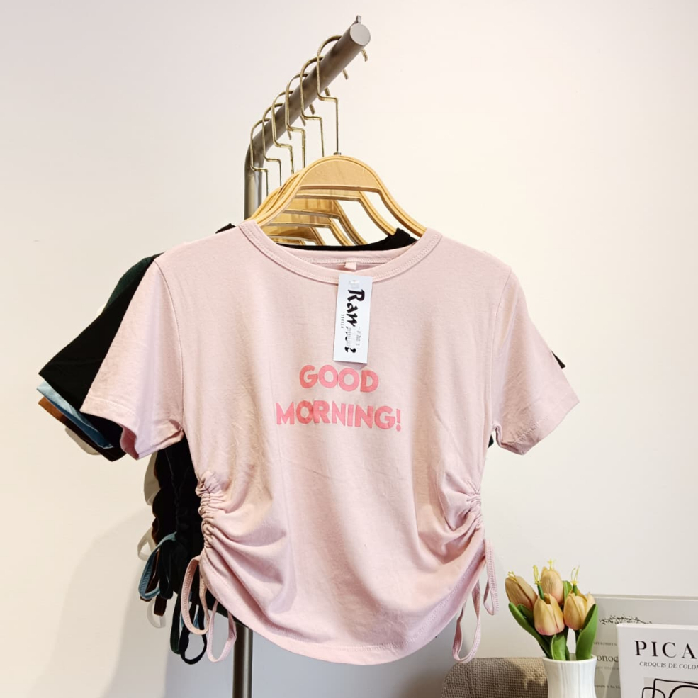 Kaos Serut Tali  Wanita Crop top / Atasan Wanita Sablon Teerbaru / Ramise
