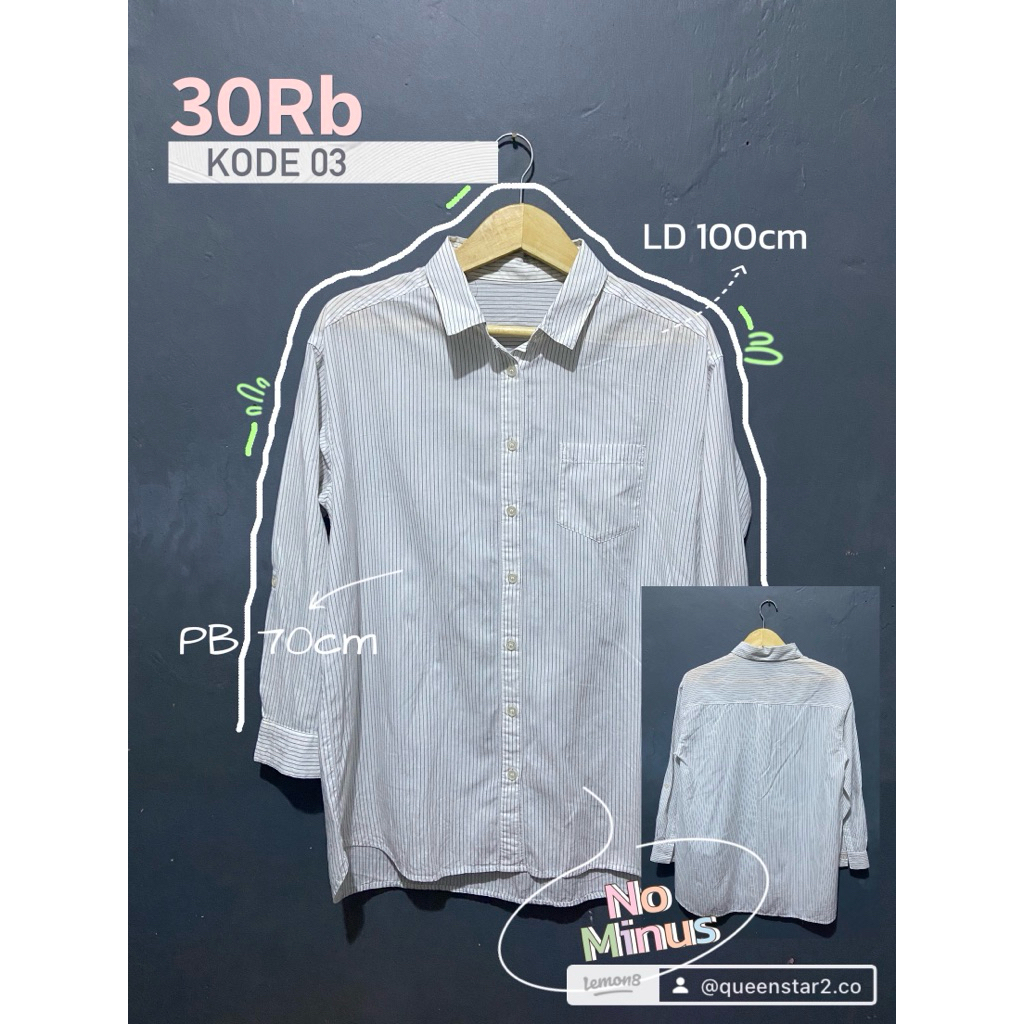 kemeja wanita lengan panjang salur