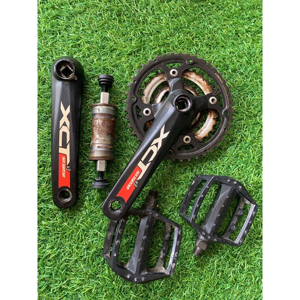 Crank set Santour XCT komplit BB dan pedal