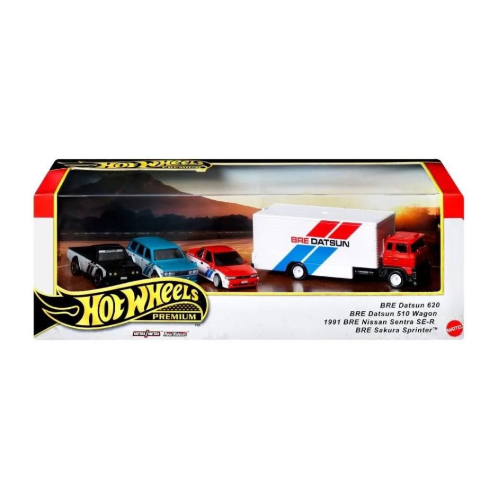 HOT WHEELS DIORAMA PREMIUM CAR BRE DATSUN RACING COLECTOR SET - BRE DATSUN 620 - BRE DATSUN 510 WAGO