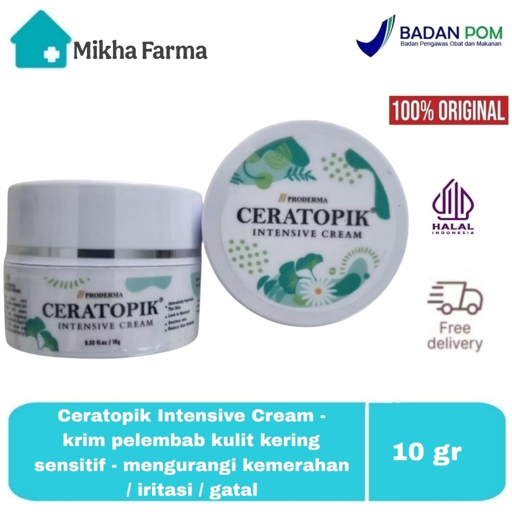 Ceratopik Intensive Cream 10 gr - krim pelembab kulit kering sensitif - mengurangi kemerahan / irita