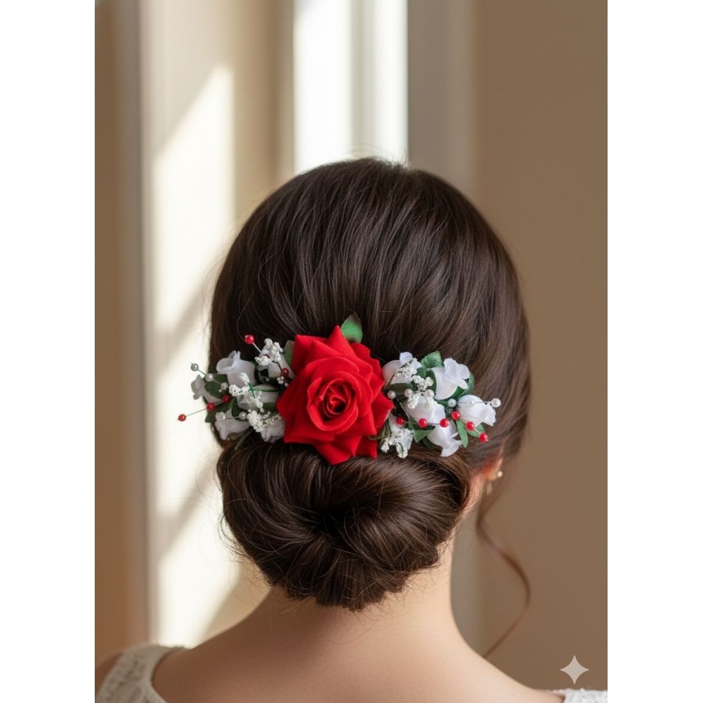 Aksesoris Sanggul Bunga Mawar Tulip / Hiasan Sanggul Elegan