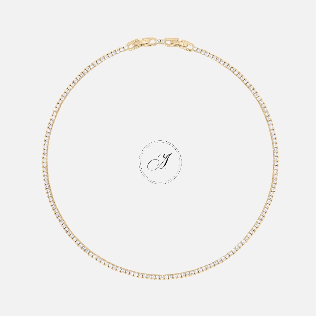 Alnneri - Elorienne Tennis Necklace Jewelry in Gold | Perhiasan Kalung 18K Emas Asli Bersertifikat |