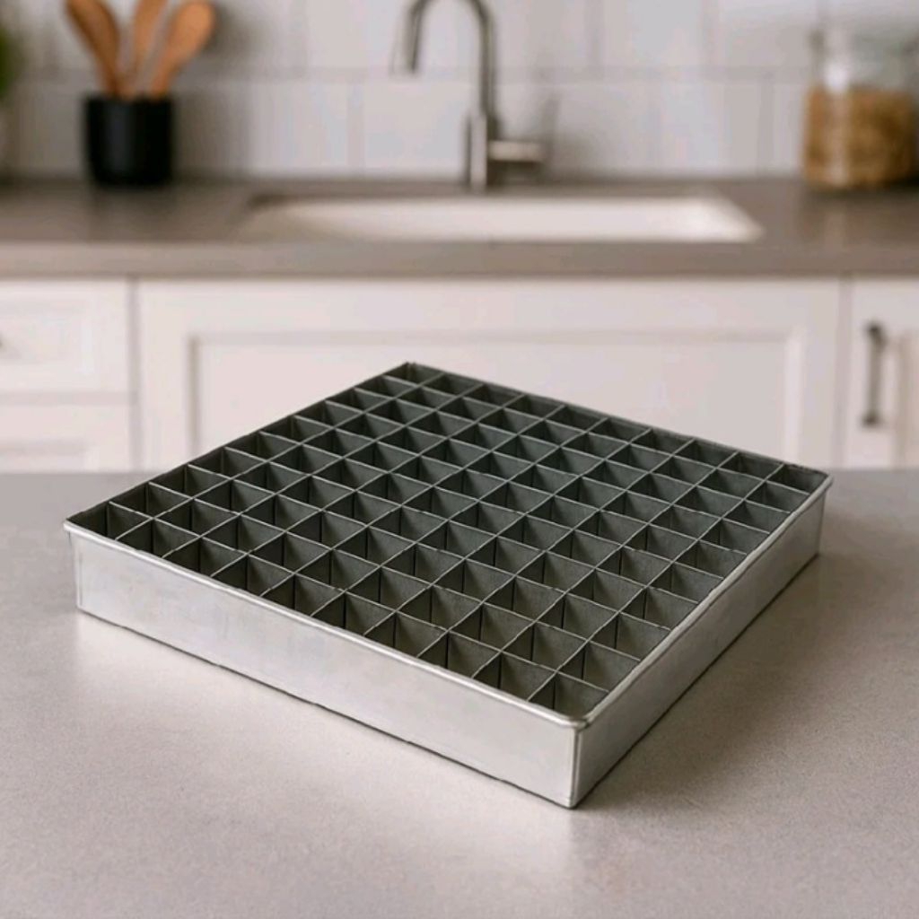 Loyang Brownies Sekat Isi 100 Lubang Sekat Loyang Kotak Loyang Sekat Nastar Loyang Brownies Coklat L