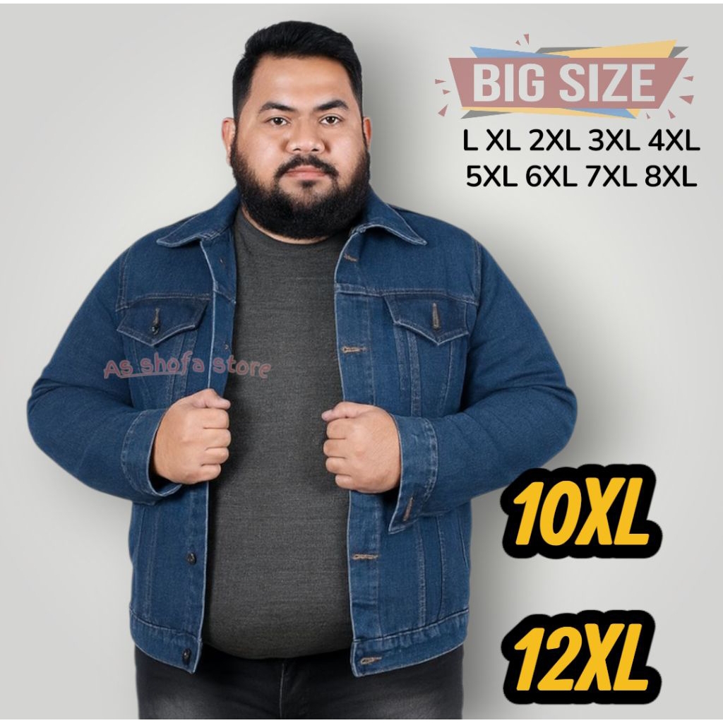 JAKET JEANS PRIA JUMBO BIG SIZE JACKET JEANS JUMBO JAKET COWOK JUMBO TERBARU XXXL 4XL 5XL 6XL 7XL 8X