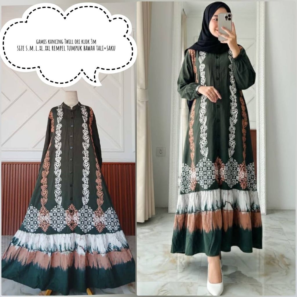 8 MOTIF BARU‼️GAMIS TWILL ORI/ REMPEL TUMPUK SIZE/ GAMIS KANCING BUSUI /GAMIS BATIK KEKINIAN/ BATIK 