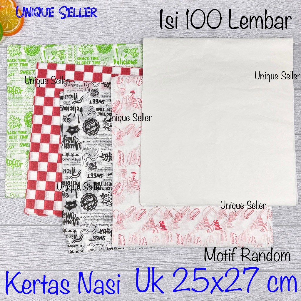 Kertas Nasi 25x27 cm isi 100 lembar Kertas Nasi KFC Kertas MG Paper Nasi Putih Motif Warna 25 x 27