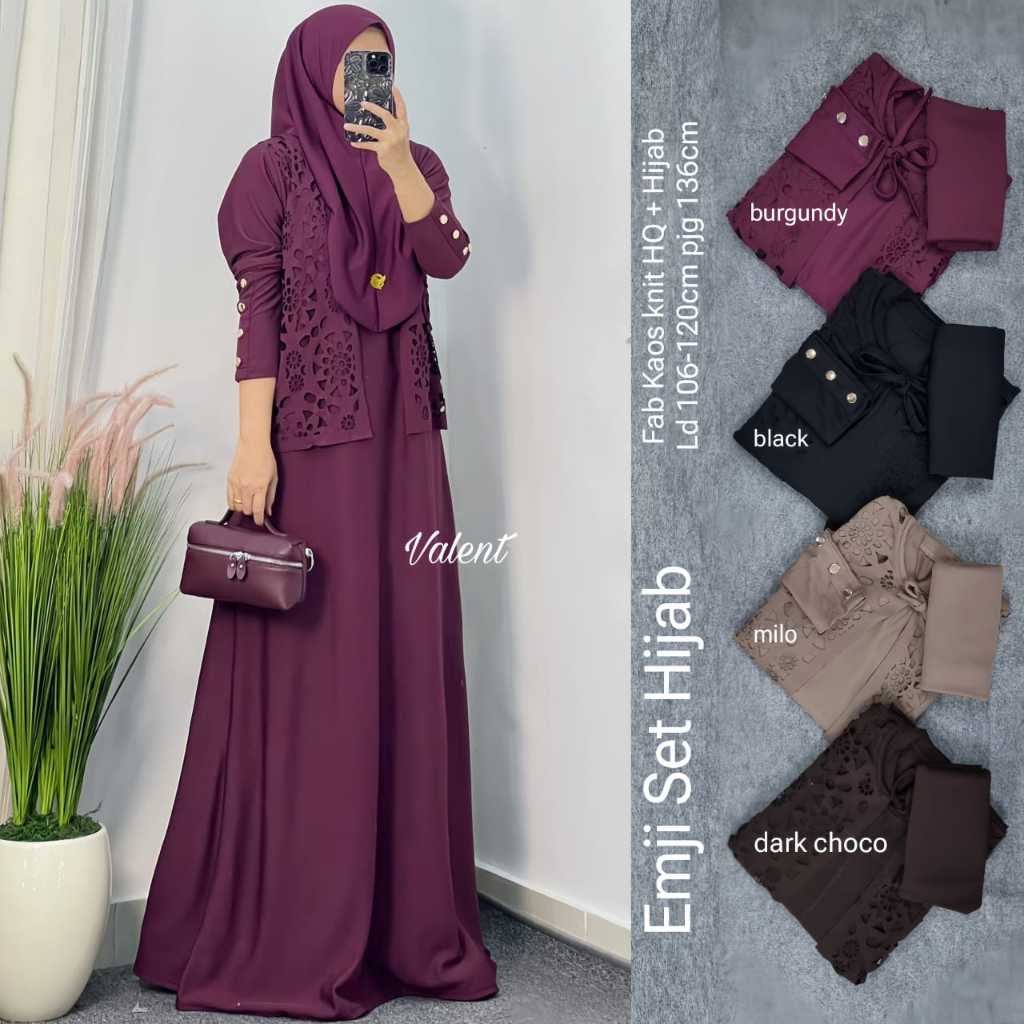 Gamis Lebaran Wanita Terbaru 2026 Baju Pengajian Ibu Pernikahan Set Gamiss Hijab Dres Brokat Muslima