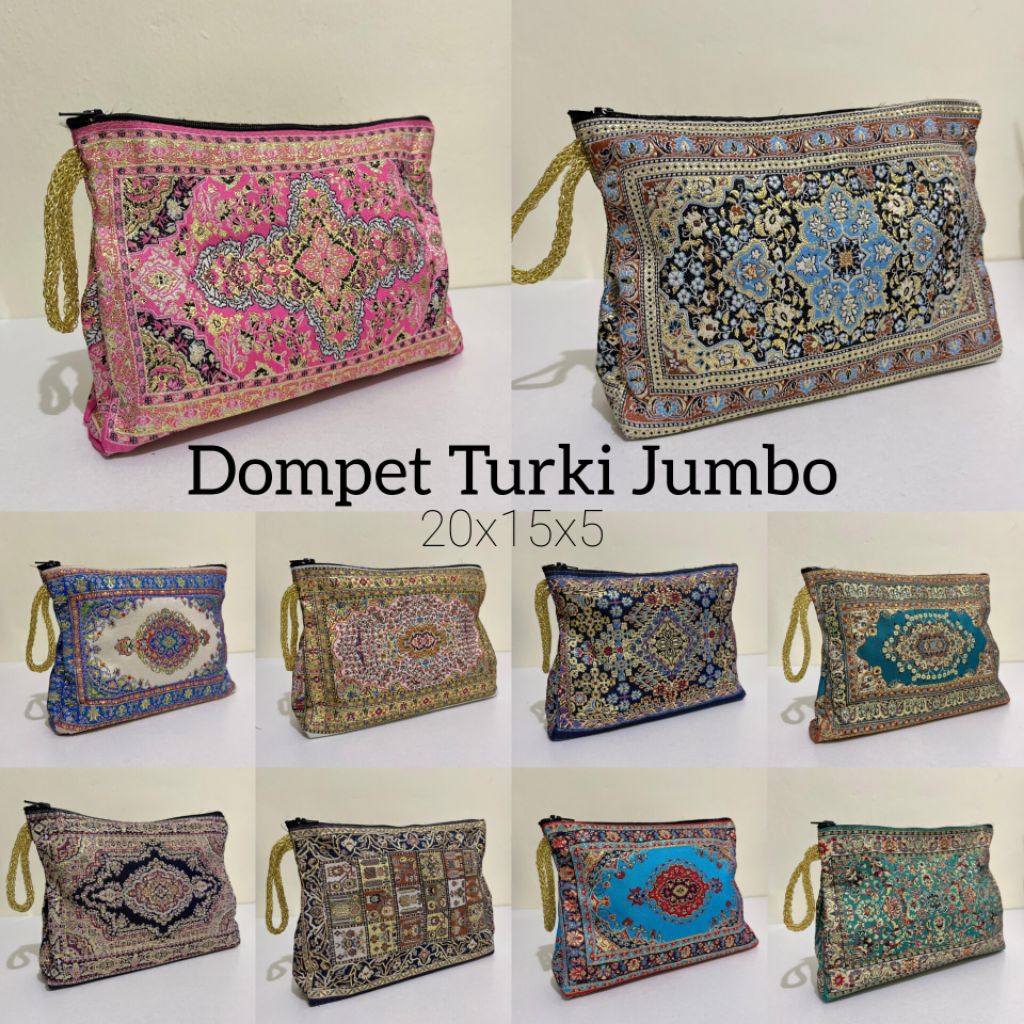 [TERMURAH GROSIR] DOMPET TURKI JUMBO 20x15x5cm | Standing Makeup Pouch Turki Ukuran Besar |  Oleh Ol