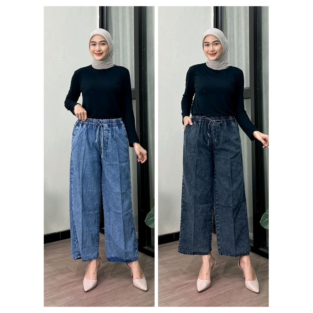 kulot jens snow - celana kulot jens - celana jens wanita - celana jens - kulot jens premium - busana