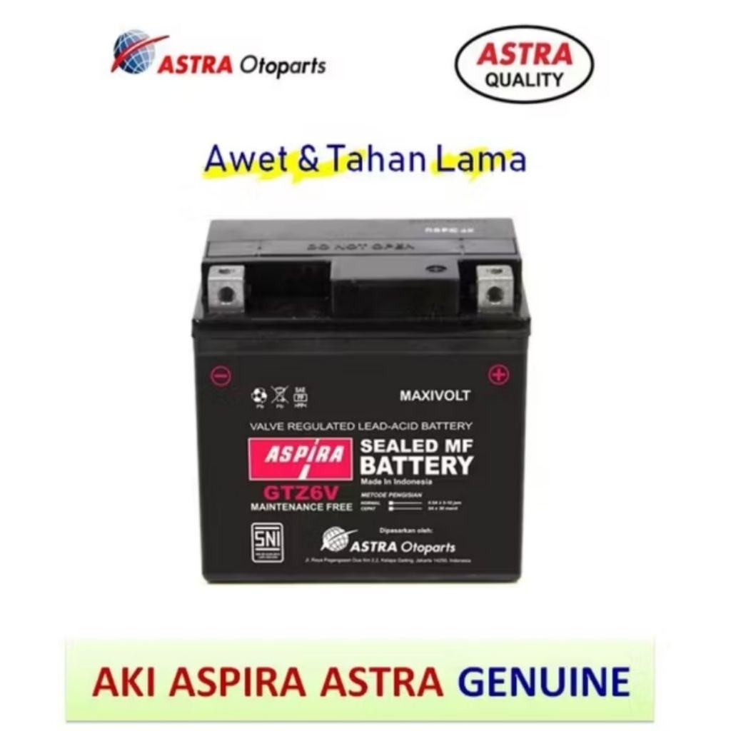 ASPIRA Aki kering/Mf untuk Semua motor 11-GTZ-6V