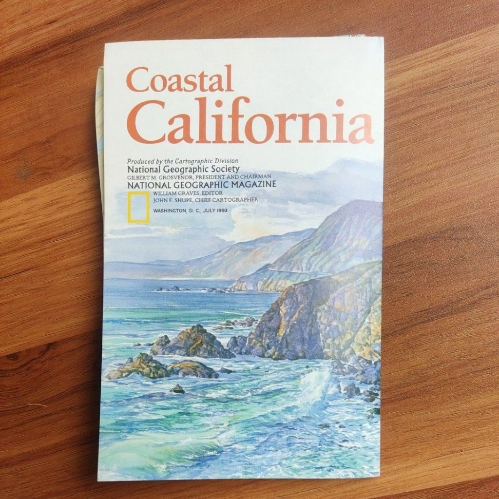 Peta Map Coastal California Cabutan Majalah natgeo 80x25cm